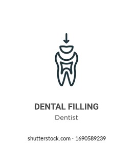 Dental filling outline vector icon. Thin line black dental filling icon, flat vector simple element illustration from editable dentist concept isolated stroke on white background