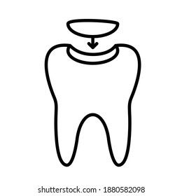 Dental filling outline vector icon. Thin line black dental filling icon