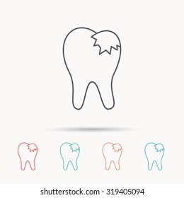Dental fillings icon. Tooth restoration sign. Linear icons on white background. Vector