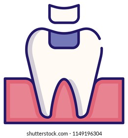 Dental fillings vector illustration in LineColor design