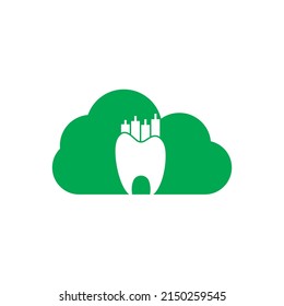 Dental finance and cloud shape concept icon logo. Dental stat vector logo design template.