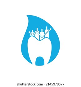 Dental finance drop shape concept icon logo. Dental stat vector logo design template.	