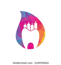 Dental finance drop shape concept icon logo. Dental stat vector logo design template.	