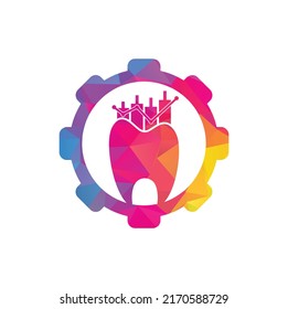 Dental finance gear shape concept icon logo. Dental stat vector logo design template.