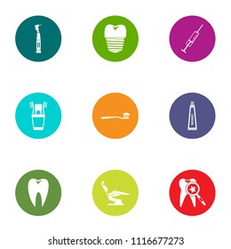 Dental fix icons set. Flat set of 9 dental fix vector icons for web isolated on white background