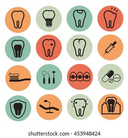 Dental flat color icons