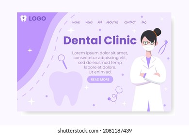 Dental Flat Design Illustration Landing Page Editable of Square Background Suitable for Social media, Feed, Card, Greetings, and Web Internet Ads
