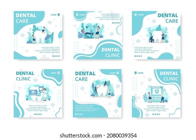 Dental Flat Design Illustration Post Editable Of Square Background Suitable For Social Media, Feed, Card, Greetings, Print And Web Internet Ads
