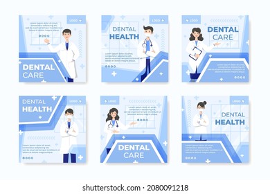 Dental Flat Design Illustration Post Editable Of Square Background Suitable For Social Media, Feed, Card, Greetings, Print And Web Internet Ads
