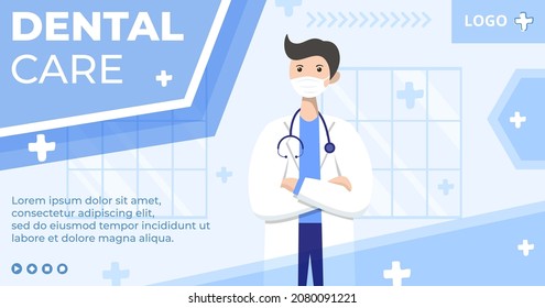 Dental Flat Design Illustration Post Editable Of Square Background Suitable For Social Media, Feed, Card, Greetings, Print And Web Internet Ads
