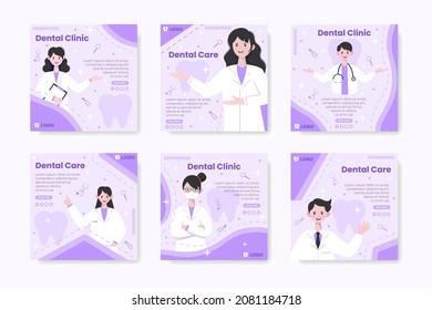 Dental Flat Design Illustration Post Editable Of Square Background Suitable For Social Media, Feed, Card, Greetings, And Web Internet Ads