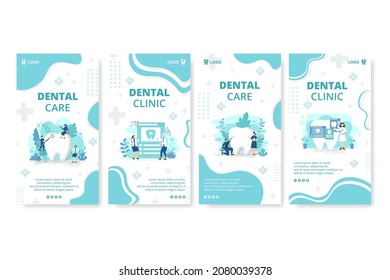 Dental Flat Design Illustration Stories Editable of Square Background Suitable for Social media, Feed, Card, Greetings, Print and Web Internet Ads