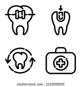 Dental Flat Icon Set Isolated On White Background