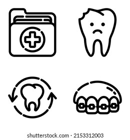 Dental Flat Icon Set Isolated On White Background