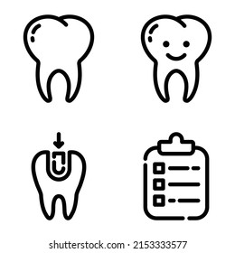 Dental Flat Icon Set Isolated On White Background