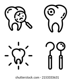 Dental Flat Icon Set Isolated On White Background