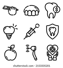 Dental Flat Icon Set Isolated On White Background