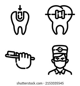Dental Flat Icon Set Isolated On White Background