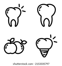 Dental Flat Icon Set Isolated On White Background