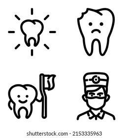 Dental Flat Icon Set Isolated On White Background