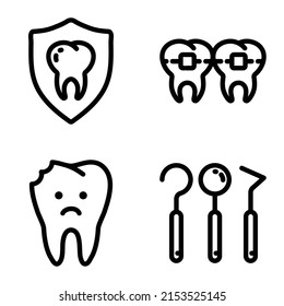 Icono Dental Plano Aislado En Fondo Blanco