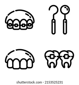 Dental Flat Icon Set Isolated On White Background