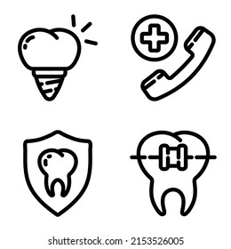 Dental Flat Icon Set Isolated On White Background