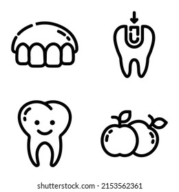 Dental Flat Icon Set Isolated On White Background