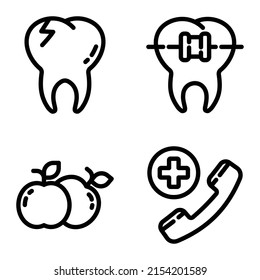Dental Flat Icon Set Isolated On White Background