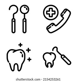 Dental Flat Icon Set Isolated On White Background