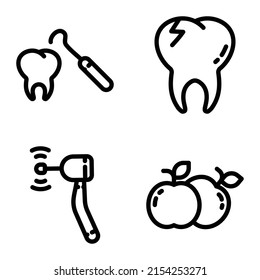 Dental Flat Icon Set Isolated On White Background