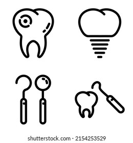 Dental Flat Icon Set Isolated On White Background