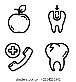 Dental Flat Icon Set Isolated On White Background
