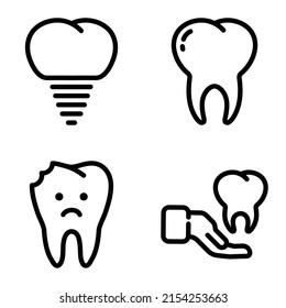 Dental Flat Icon Set Isolated On White Background