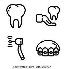 Dental Flat Icon Set Isolated On White Background