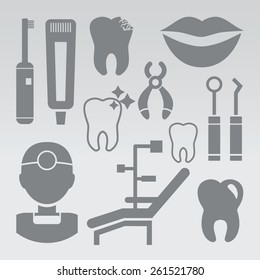Dental flat icons. Vector.
