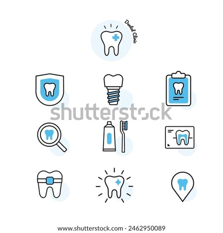 Dental flat line icon set. Dental care services concept.