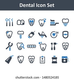 Dental flat vector icon set