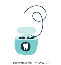 Dental Floss Case. Isolated clipart in doodle, cartoon, flat style on white background