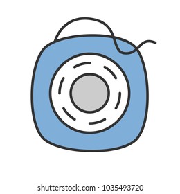 Dental floss color icon. Teeth cleaning. Isolated vector illustration