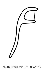 Dental floss doodle Symbol. Vektorgrafik des Konzepts der Zahnpflege, gesunde Zähne. Isolieren Sie eine Skizze auf weißem Hintergrund.