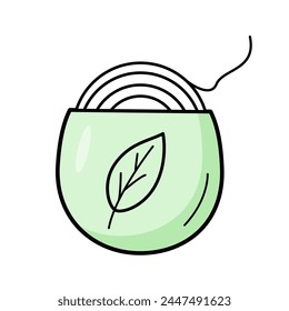 Dental floss doodle icon. Vector illustration of the concept of dental care, healthy teeth. Isolate a sketch on a white background.