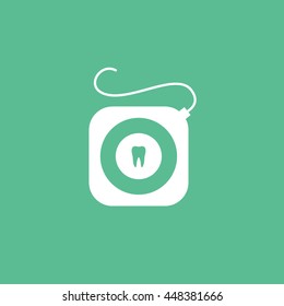 Dental Floss Flat Icon On Green Background
