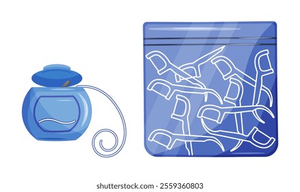 Dental floss, flossers, cleaning of teeth, hygiene health, clean care, oral white, mouth tooth, treatment dental floss 