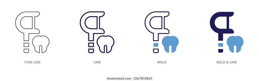 Dental floss icon in 4 different styles. Thin Line, Line, Bold, and Bold Line. Duotone style. Editable stroke.