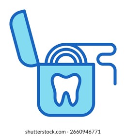 Icono de hilo dental Ilustración vectorial azul