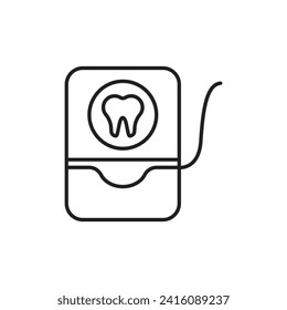 Dental floss icon, floss to clean teeth sign, isolated on white background. vector illustration