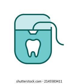 Dental floss icon. Dentistry vector illustration. Isolated contour of business on white background. Editable stroke
