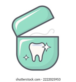 Dental floss icon isolated on white background. Dentistry vector illustration. Isolated business outline on white background. You can edit the strokes