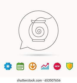 Dental floss icon. Teeth cleaning sign. Oral hygiene symbol. Calendar, Graph chart and Cogwheel signs. Download and Shield web icons. Vector